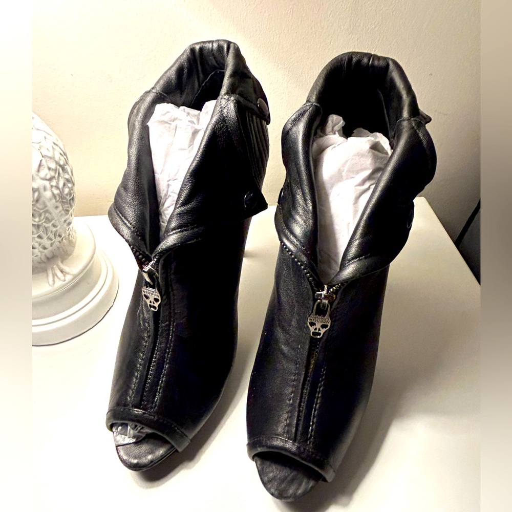 Alexander McQueen peep toe ankle boots